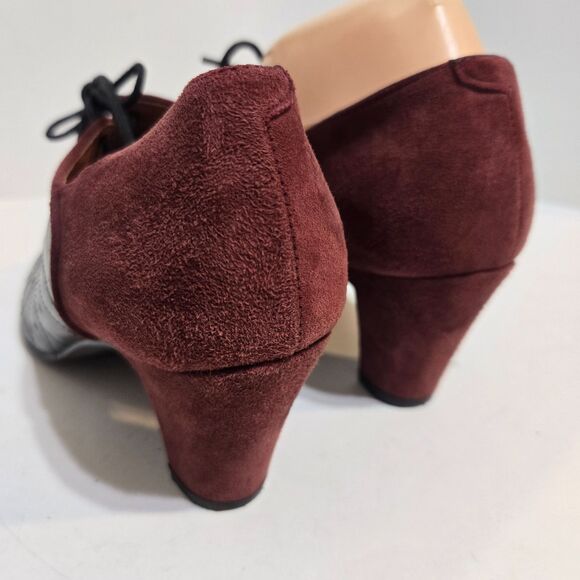Re-Mix Deluxe Vintage Size 7.5 Leather Suede Oxford Peep Toe Pumps Retro pinup - Picture 5 of 6